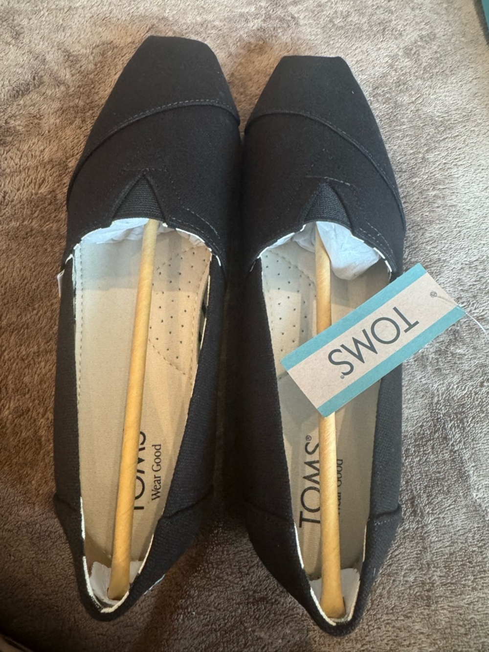 Toms Black Canvas Slip-On Flats